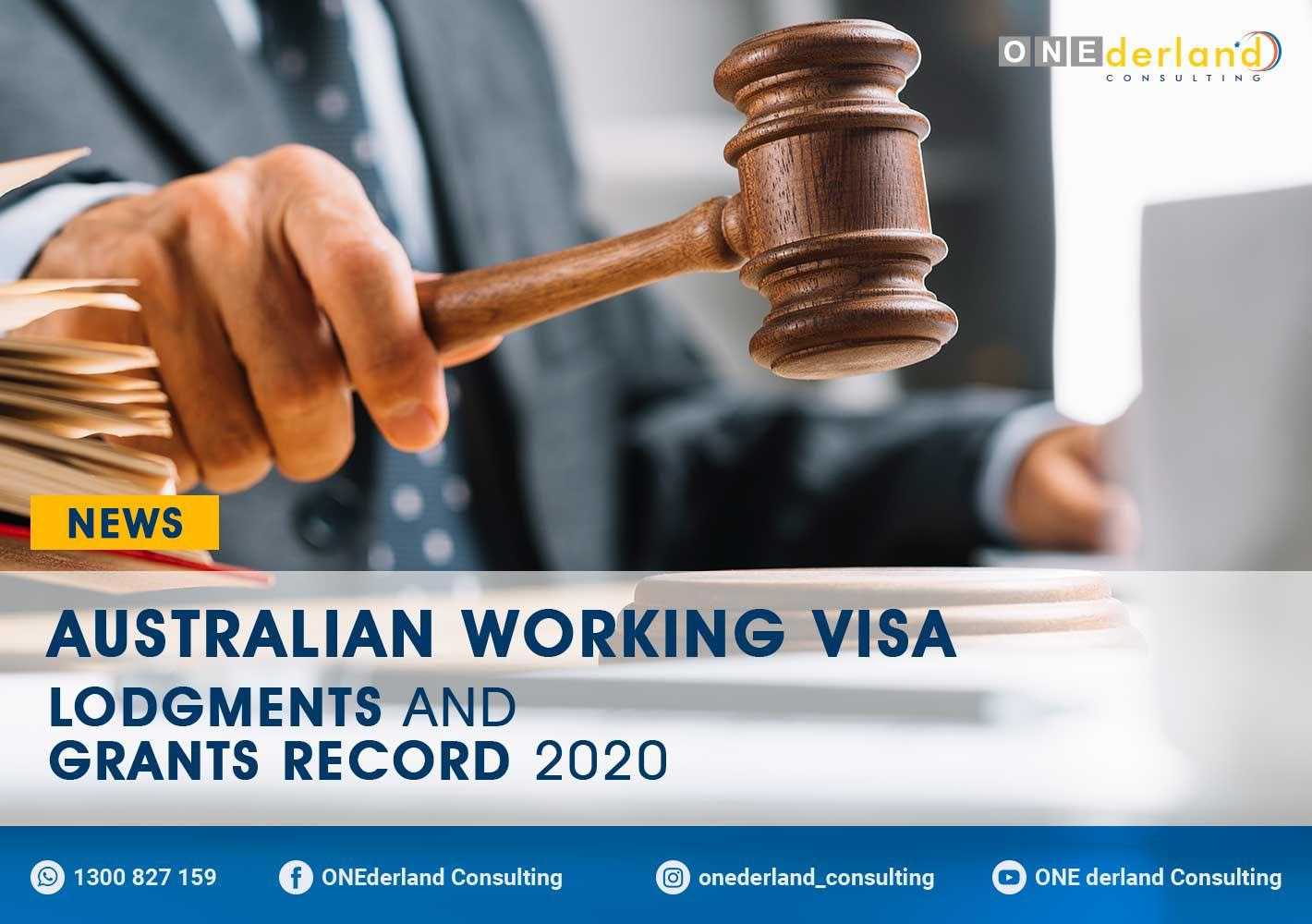Australian Working Visa Lodgments and Grants Record 2020